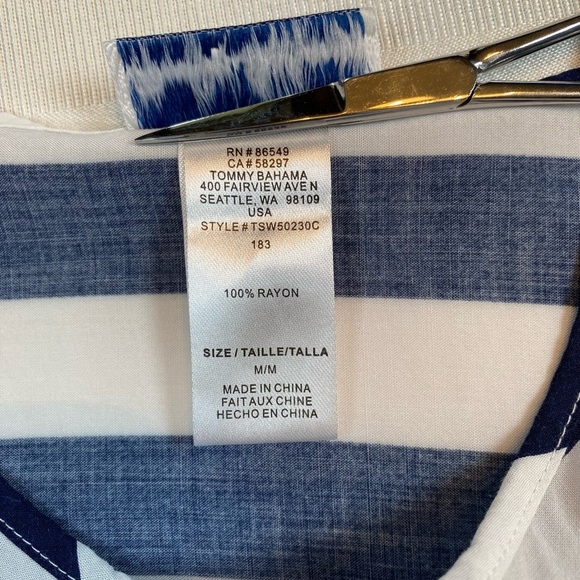 Tommy Bahama Side Slit Striped Floral Tassel Maxi Sleeveless Dress Sz M - Picture 4 of 14